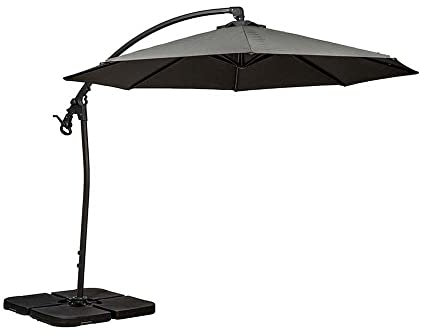 Grey 3m Deluxe Pedal Operated Rotational Cantilever Powder Coated Parasol with Cross Stand