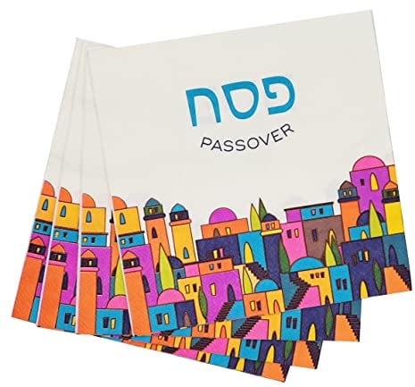 The Dreidel Company Passover Tischservietten, Jerusalem, mehrfarbig, Seder-Tischdekoration, Papierwaren, Party-Set – (48 Stück)