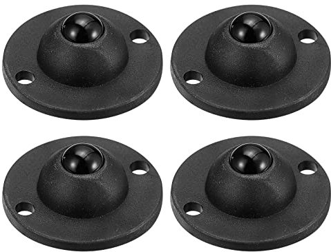 sourcing map 4Pcs Adhesive Mini Caster Wheels, Swivel Universal Caster 360 Degree Rotation Sticky Pulleys for Bins, Storage Boxes, Furniture, Trash Can (Black)