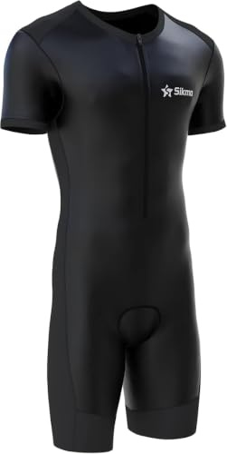 Sikma Herr cykling skinnsuit vadderad en del trisuit cykel topp kort, Svart, M