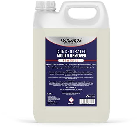 McKLords Commercial Concentrated Mould Remover | Effective Mildew Stain Cleaner For Walls, Tiles, Silicone Seals & More - 2.5 Litre, Clear