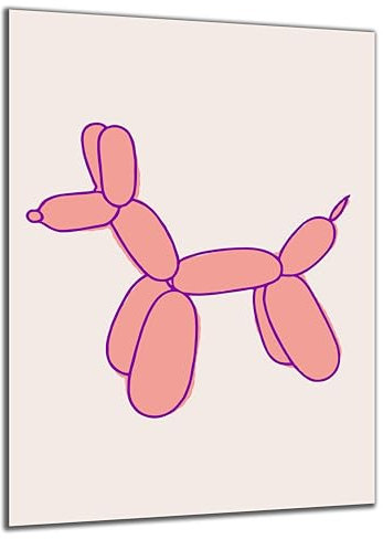 DARO Design - Wand-Bild Abstrakt Luftballon Hund Pop Art rosa auf 6mm HDF 30x20 cm - Wand-Deko Bilder Geschenk
