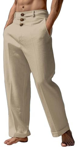 Lightning Deals of Today Prime Clearance Denim Herren Slim Fit Chino Hose mit Gürtel Lose gerade Baumwoll-Leinen-Hose für Herren, Sommer-Freizeithose, atmungsaktive Herren-Hose