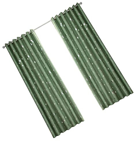 Zerodeko 1stück Vorhang Mit Silber Sternen Und Mond Verdunkelungsgardine Für Wohn Und Schlafzimmer Grün Hitzeabweisend Installieren Blickdicht