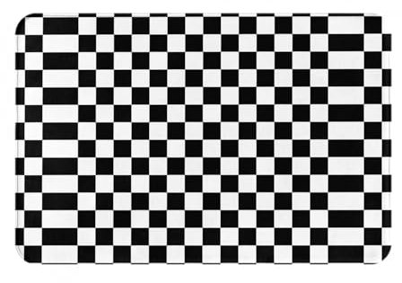 BROLEO Fußmatte, schwarz-weiß kariertes Bild, 40,6 x 61 cm, rutschfest und leicht zu reinigen, geeignet für Haustür, Matten, Wohnzimmer, Badezimmer