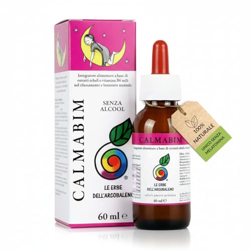 CalmaBim Gocce Per Dormire Bambini | Rilassamento Naturale Senza Melatonina Bambini | Favorisce un Sonno Tranquillo e Sereno | Passiflora, Camomilla, Vitamina B6 | Gusto Fruttato | Made in Italy 60 ml