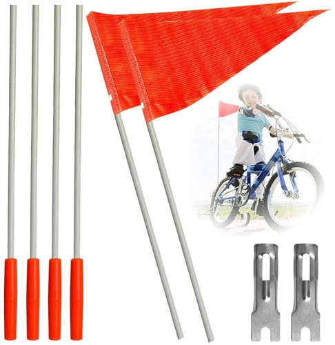2 Stück Kinder Fahrrad Sicherheitsfahnen, 150cm Fahrrad Sicherheitswimpel, höhenverstellbar, Orange Kinder Fahrrad Sicherheitsfahnen, Karting Fahnen