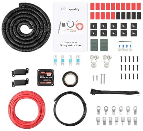 GEARMONSTER 12V/140A BSR Trennrelais Komplettset, vollautomatisches Batterie Trennrelais, Doppelbatterie-Isolator-Kit, VSR Automatisches Ladegerät mit Zwei 5M Kabel für Auto, LKW, Wohnmobile, Boote