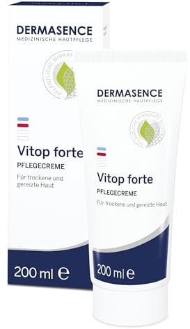 DERMASENCE Vitop forte Pflegecreme, 200 ml – bei sehr trockener & gereizter Haut, beruhigt Juckreiz, schützt vor Reizungen, vegan, zieht schnell ein, für Neurodermitis-Haut, auch für Kinder geeignet