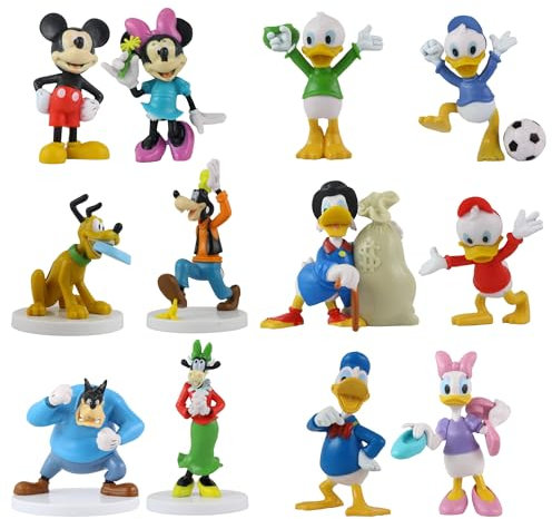 Toptoys2u Bargain Bundles Mickey Mouse and Friends 3D Figures - Highly Detailed Collectible Miniature Figures Perfect for Cake Toppers - (Set of 12)