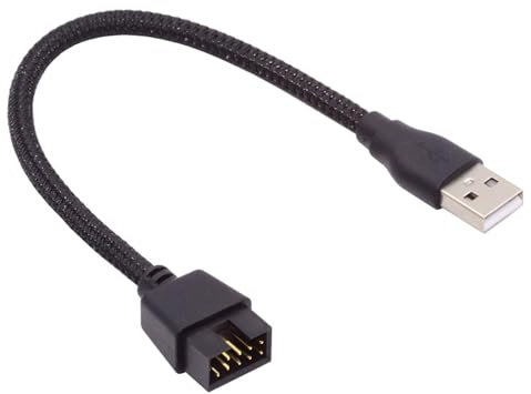 cablecc Câble USB 2.0 mâle de type A 480 Mbps vers carte mère 9 broches 10 broches avec manchon 20 cm