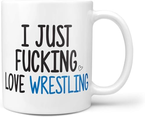 Keramik-Kaffeetasse mit Aufschrift I Just FU Cking Love Wrestling, 325 ml