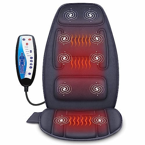 Snailax Asiento de Masaje con Calor, 10 motores de vibración cojin masajeador con vibración para la espalda, cojin masaje para la relajación, masajeador espalda para la oficina en casa, regalos