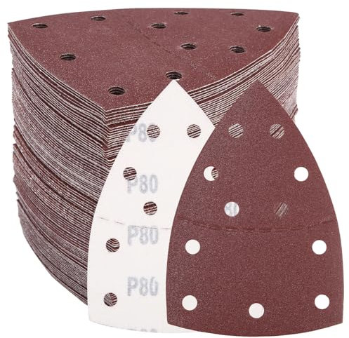 Zaxiva 100 Pezzi Carta Abrasiva per Dettagli del Mouse, Grana 40 80 120 180 240 Carta Abrasiva per Levigatrice per Levigatura e Lucidatura, Carta Vetrata a 11 Fori con Panno Antipolvere