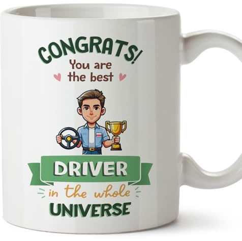 MUGFFINS Driver Man Mug - in English - Best in Universe Trophy - Funny Gift for Colleagues - Ceramic 11oz Mug