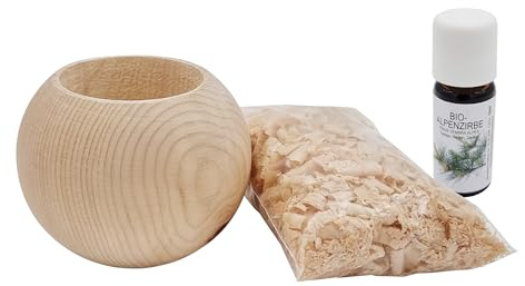 Duft Kugel mit Zirbenflocken und Duftöl Holz Deko V-40.10-002, Größe:8 cm