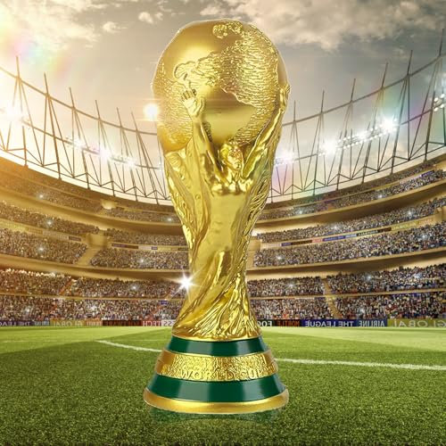 UOJ 2022 World Cup Trophy Replica, Resin Football Soccer Collectibles, Sports Fan Trophy, Gold Sports Award Decorations for Bedroom Office Desktop(5.1 Inch)