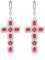 Linawe Kreuz Ohrringe Silber, Ohrhänger Rot Ohrringe Hängend Damenohrringe, Kristall Ohringe Strasssteine Modeschmuck Tropfen Ohrringe, Kreuz Anhänger Hängende Ohrringe Set