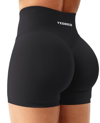 YEOREO Sport Shorts Damen 4.5 Invisible Scrunch Butt Gym Short Booty Short | Hoch Taille, Nahtlose, Tummy Control, V-förmiger Hosenbund, Yoga, Workout, Kurze Leggings