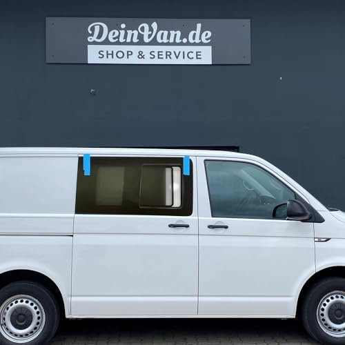 DeinVan.de Echtglas Schiebefenster vorne rechts kompatibel mit VW T5, T6, T6.1 Fliegengitter kuzer und Langer Radstand ab 2003 | Ideal für Kastenwagen, Vans, Camper und Wohnmobile