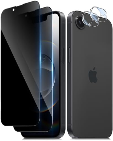 TUTUO Sichtschutz Schutzfolie für iPhone 16e / 17e für Panzerglas, 2 Stück Privacy Schutzglas + 2 Stück Kameraschutz, Anti-Kratze Anti Spy 9H Härte Displayschutz Foile
