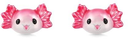GNOCE Ohrringe Rosa Mexikanischer Axolotl Ohrstecker 925 Sterlingsilber für Frauen und Mädchen Schmuckgeschenk für Damen