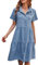 Jeanskleid Tailliert Damen - Sommerkleid Damen Lang Jeans - Jeanskleider Damen Sommer Knielang - Sommerkleider Mit Taschen Wickelkleid A Linie Elegant Freizeitkleid 1/2 Arm Kleid Knöpfen