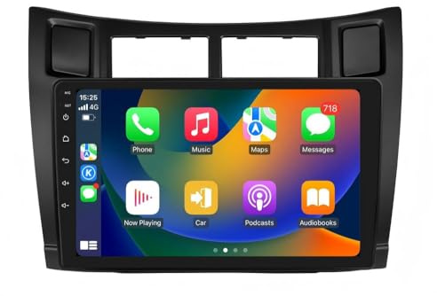 Android 13 - Radio de coche para Toyota Yaris 2005-2012 de 4 núcleos de 2 GB y 64 GB de memoria, compatible con coche inalámbrico Carplay/Android, control del volante, WiFi/4G, AM/FM