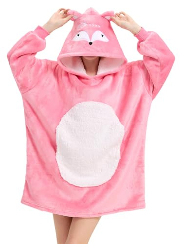 Tier Tragbare Decke Hoodie, Big Oversized Sherpa Bequeme Snuggie für Erwachsene Frauen