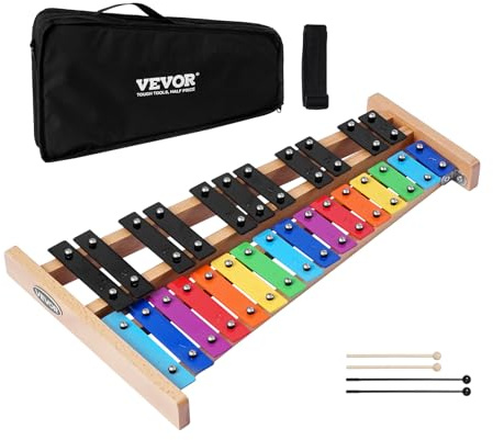 VEVOR Glockenspiel Xylophone, 27 Notes, Professional Xylophone Percussion Instrument, with Colorful Metal Keys, Includes 4 Mallets, Carrying Bag, Beginner Musical Instrument Kit for Adults and Kids