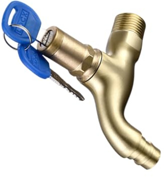 Toddmomy Grifo de Cocina y Baño de Cobre Antirrobo para Exteriores Llave de Bloqueo Acabado Dorado Monomando Fácil Cuidado Instalación Rápida