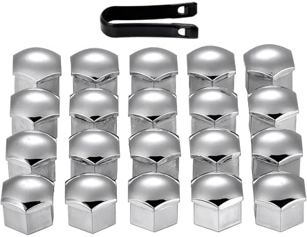 20Pcs 19mm Wheel Nut Covers,Silver Hexagonal Lugnut Cover,with Removal Tool | Wheel Trims Bolt Caps,Rim Protectors Fit for Most Car Models,Automotive Exterior Accessories,PA Plastic Material