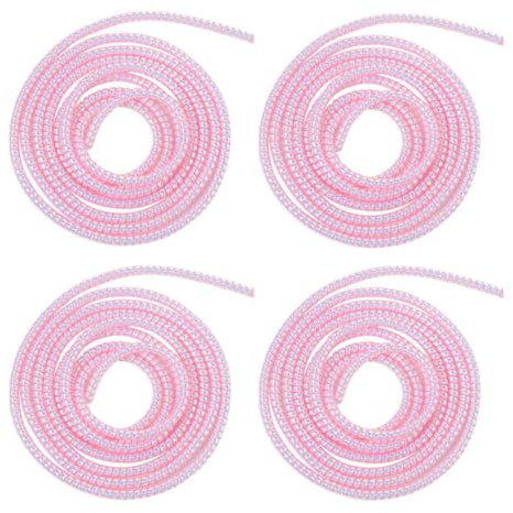4Pcs Spiral Cable Protector,Chargers Data Cable Protect Sleeve,Headphone Cable Saver for Phone Earphone USB Data Cableor for Prevent Pets from Biting The Cable Sleeves Cord Management (Laser Pink)