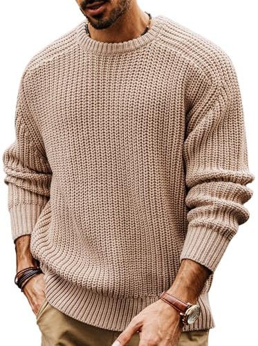 PJ PAUL JONES Men's Jumpers Crew Neck Chunky Knit Jumper Winter Sweater | Thick Sweater | Soft Touch | Casual Jumpers | Winter Warm