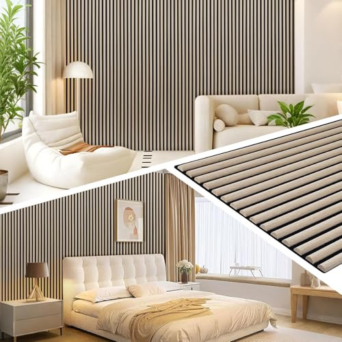Jaxguom 4X Akustikpaneele Holz 120x60cm (2.88m²) Halbrund Kratzfest 3D Wandpaneele in Holzoptik für Schallschutz & Dekoration Wandmontage, Holzpaneele für Wohnzimmer,Büros,Studios,Eiche