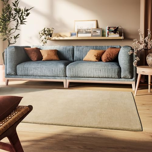 Steffensmeier Gabbeh Teppich Sowana | 100% Schurwolle, Beige, Größe: 130x190 cm Kurzflor Teppich für Wohnzimmer, Handtuft, Goodweave-Siegel