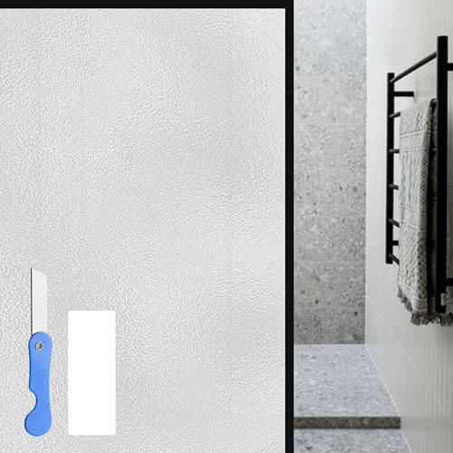 Fensterfolie Blickdicht 75 x 90 cm Statische Haftung Sichtschutzfolie Fenster Selbsthaftend Anti UV für Fenster Sichtschutz Küche Bad Büro, Weiß