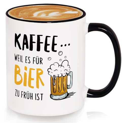 Biergeschenke für Männer,Lustige Tasse Kaffee,Kaffeetasse 330ml aus Keramik | weil es für Bier zu früh ist! Geburtstagsgeschenk für Männer, Mann, Papa, Opa, Freund, Kollegen