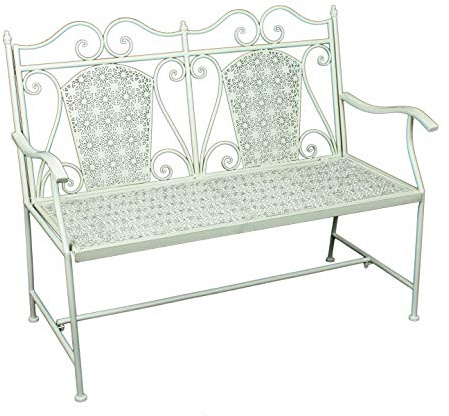 DELUKE Gartenbank Sigurd - 120cm Breit, Stahl, Weiß | Terrassenbank Wetterfest Sitzbank Outdoor Bank