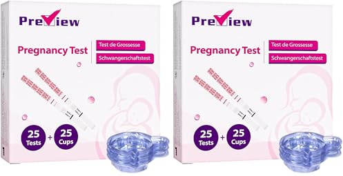 Preview Schwangerschaftstest Ultra Frühe Erkennung, Ergebnisse 6 Tage Früher, 25 Tests Mit 25 Urinbechern (Packung mit 2)