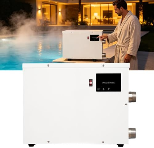 Riscaldatore elettrico per piscina da 220 V, 9 kW, con controllo touch screen, in acciaio inox, per piscine interrate, vasche idromassaggio e vasche da bagno, soluzione efficiente per il riscaldamento