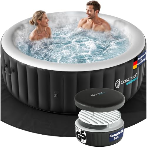 Casaria Piscina Idromassaggio Gonfiabile Rotonda Ø163cm 4 Persone Vasca Spa Esterna Interna Quadrata 100 Getti Protezione Antigelo con Filtro Accessori