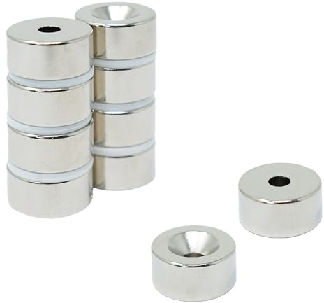 N42 Neodymium Countersunk Magnet for Arts, Crafts, Model Making, DIY, Hobbies, Office and Home - 20mm dia x 10mm thick x 5.2mm c/sink - 11kg Pull - South