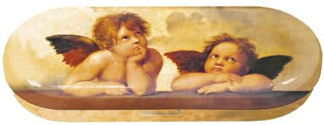 Fridolin 18756 - Brillenetui aus Metall, Raffael, Engel | Stabiles Metall-Brillenetui mit Schutzvlies, berühmtes Kunstmotiv „Zwei Engel“ von Raffael