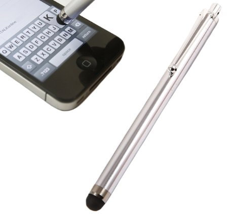 Silber/Silver Executive Premium Erweiterte Touch Tipp Stylus Pen mit Gummi-Tipp für Apple iPhone 4 4S (2011) 4G HD