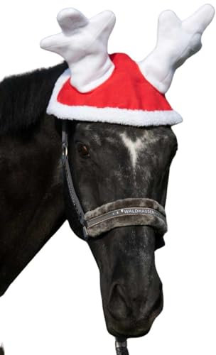 Amesbichler Reitsport Winter Weihnachtsmütze Pferde mit Rentiergeweih Weihnachts Ohrenschutz Geweih HorseGuard