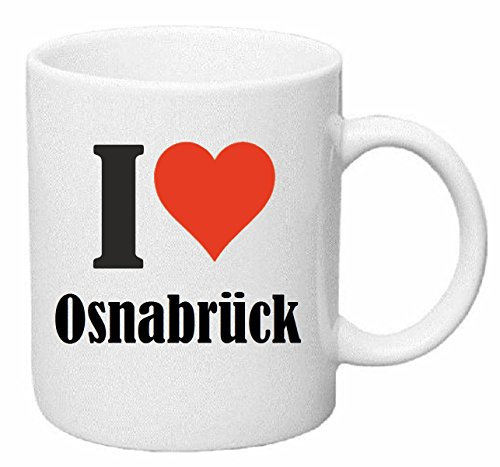 Reifen-Markt Kaffeetasse I Love Osnabrück Keramik Höhe 9,5cm ? 8cm in Weiß