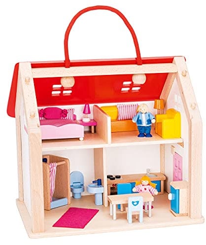 goki 51780 Koffer Puppenhaus mit Zubehör, gemischt, Large