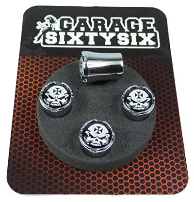 Garage-SixtySix Ventilkappen Skull Iron Cross Modell Milwaukee Chrom