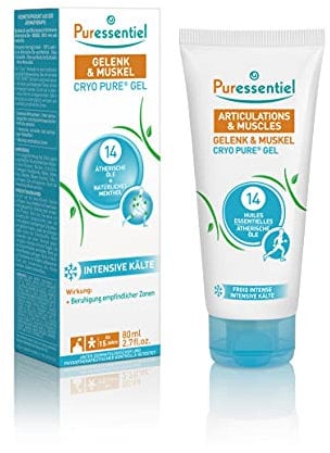 Gelenk & Muskel - Cryo Pure Gel mit 14 ätherischen Ölen - Intensive Kältewirkung - Hilft, empfindliche Stellen zu beruhigen - 80 ml